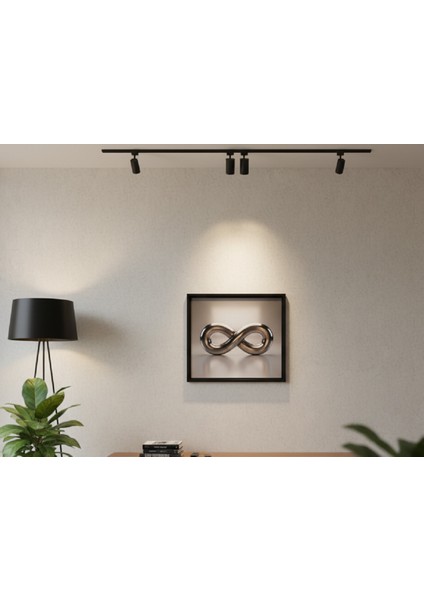 Modern Dekoratif Sonsuzluk Temalı Çerçeveli Tablo - Lüks Metalik Sonsuzluk Siyah Çerçeve Tablo fiyatları