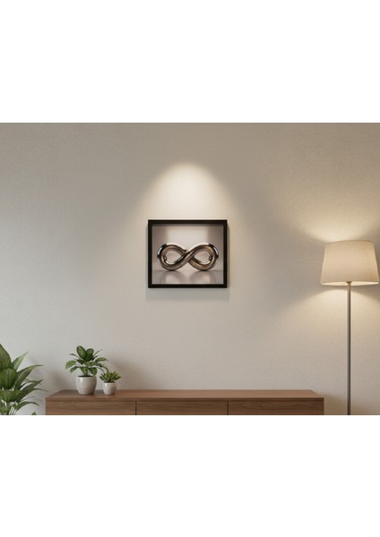 Modern Dekoratif Sonsuzluk Temalı Çerçeveli Tablo - Lüks Metalik Sonsuzluk Siyah Çerçeve Tablo modelleri