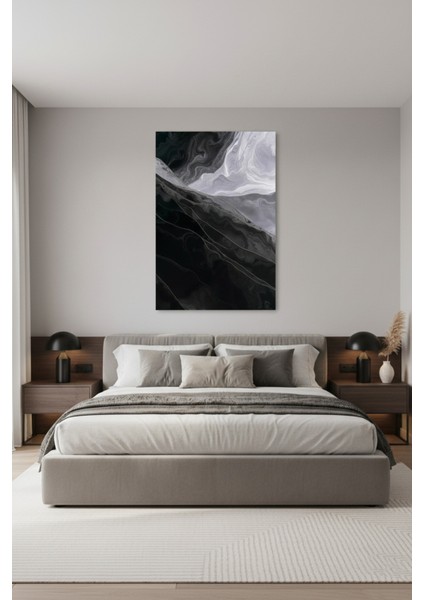 Modern Siyah Beyaz Soyut Sanat Kanvas Tablo | Lüks Duvar Dekoru modelleri