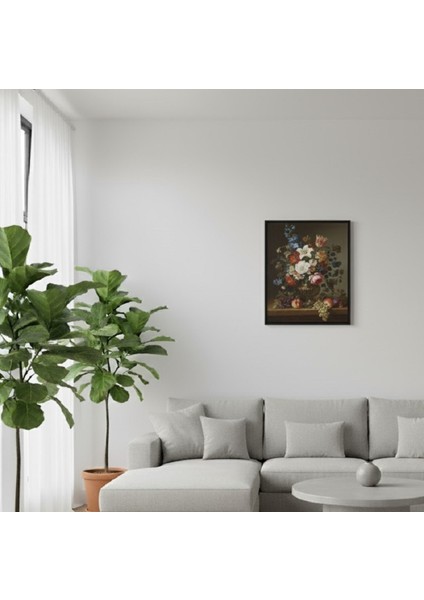 Klasik Natürmort Çiçek ve Meyve Temalı Çerçeveli Tablo - Hollanda Barok Sanatı Tablo modelleri