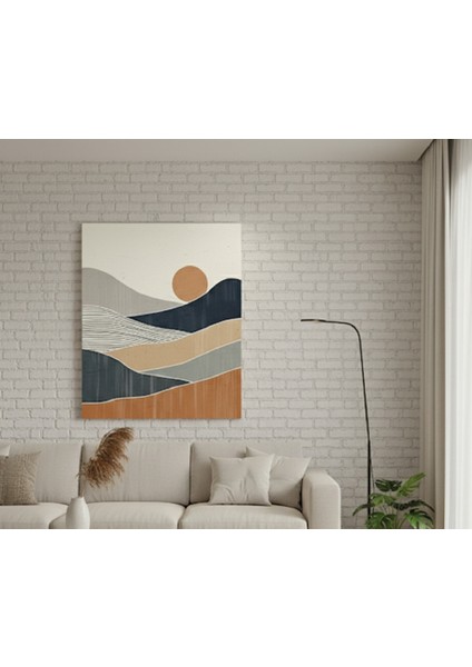 Japon Tarzı Soyut Dağ Manzarası Kanvas Tablo | Zen Estetiği Duvar Dekoru & Gün Batımı Sanatı fiyatları