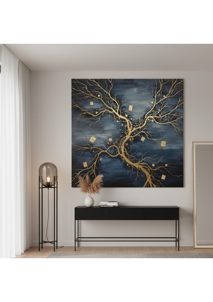 Altın Yaldızlı Hayat Ağacı Kanvas Tablo, Soyut Kanvas | Metalik Altın Salon ve Ofis Tablo modelleri