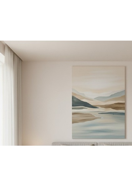 Modern Salon Soyut Doğa Göl Manzarası Kanvas Tablo, Pastel Minimalist Tablo fiyatları