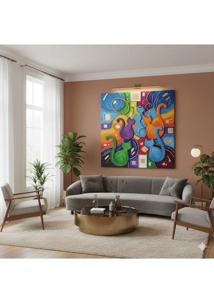 3D Kabartma Efektli Renkli Kediler Tablosu,canlı Renklerde Soyut Tablo, Yatak Odası ve Salon Tablo