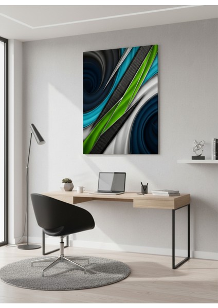 Soyut Spiral Desenli Kanvas Tablo | Mavi, Yeşil, Siyah Renkli Duvar Dekoru fiyatları