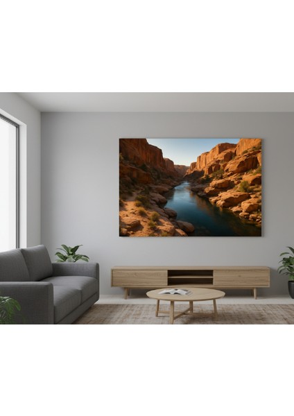 Modern Salon Için Kanyon Vadi Kanvas Tablo,nehir Manzarası Tablo,turuncu Mavi Tablo