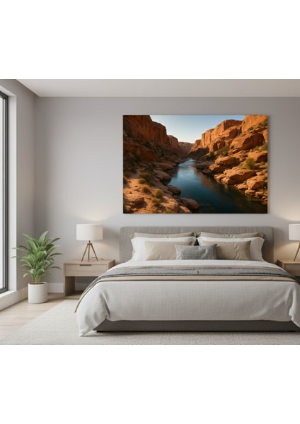 Modern Salon Için Kanyon Vadi Kanvas Tablo,nehir Manzarası Tablo,turuncu Mavi Tablo fiyatları