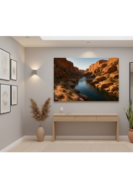 Modern Salon Için Kanyon Vadi Kanvas Tablo,nehir Manzarası Tablo,turuncu Mavi Tablo modelleri