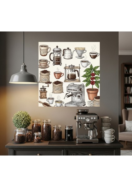 Kahve Köşesi Kanvas Tablo, Mutfak Duvar Dekoru, Modern Mutfak Kanvas Tablo, Kahve Severlere Tablo fiyatları