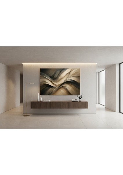 Soyut Kahve ve Bej Tonlarında Modern Kanvas Tablo