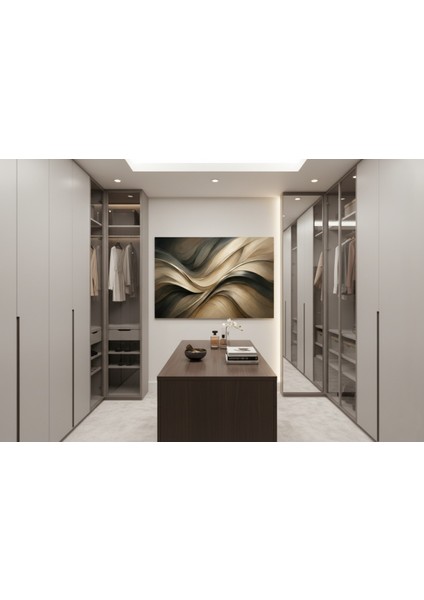 Soyut Kahve ve Bej Tonlarında Modern Kanvas Tablo modelleri