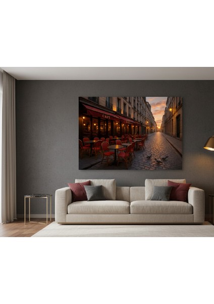 Paris Cafe Tablosu,fransız Cafe Atmosferi Kanvas Tablo - Vintage/retro Tablo, Gün Batımı Tablo fiyatları