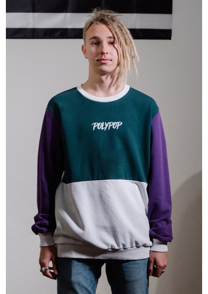 Cut And Sew Relaxed Fit Crewneck Sweatshirt