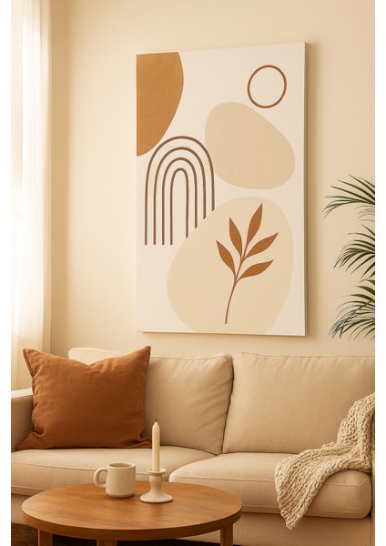 Minimalist Toprak Tonları Kanvas Tablo | Soyut Botanik Tasarım Duvar Dekoru