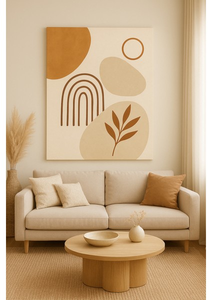 Minimalist Toprak Tonları Kanvas Tablo | Soyut Botanik Tasarım Duvar Dekoru fiyatları