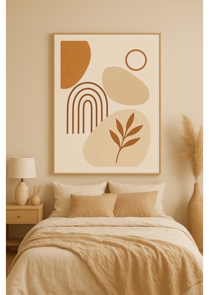 Minimalist Toprak Tonları Kanvas Tablo | Soyut Botanik Tasarım Duvar Dekoru modelleri
