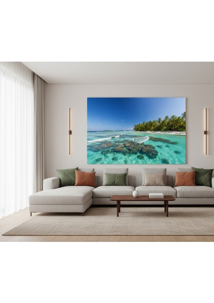 Huzur Veren Yaz Temalı Kanvas Baskı | Salon ve Banyo Için Egzotik Ada Manzarası