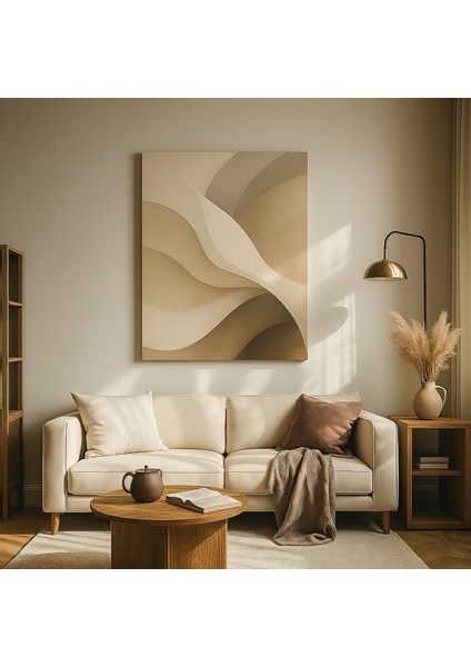 Doğal Tonlarda Soyut Sanat Kanvas Baskı Modern Tablo
