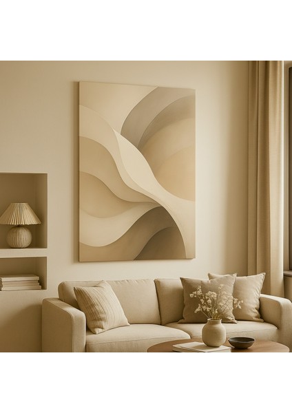 Doğal Tonlarda Soyut Sanat Kanvas Baskı Modern Tablo modelleri