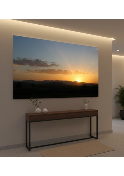 Huzur Veren Gün Batımı ve Kırsal Manzara Kanvas Tablo, Minimalist Doğa Manzara Tablosu