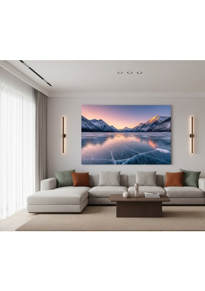 Buz Mavi ve Pembe Gökyüzü Kanvas Tablo | Buz Mavi Kanvas Tablo | Panoramik Doğa Tablo