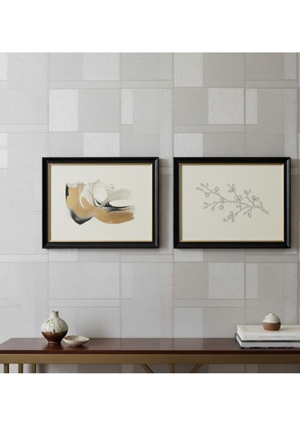2'li Modern Soyut ve Botanik Çizim Çerçeveli Tablo Seti, Minimalist ve Şık 2'li Tablo