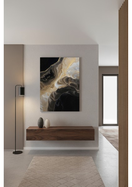 Lüks Soyut Akrilik Baskı Kanvas Tablo | Siyah Beyaz Altın Modern Duvar Sanatı fiyatları