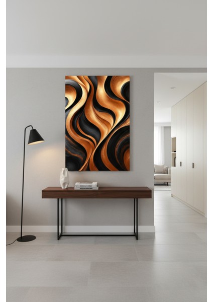 Altın ve Siyah Akışkan Desen Modern Kanvas Tablo fiyatları