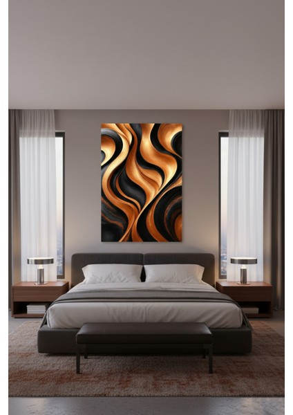 Altın ve Siyah Akışkan Desen Modern Kanvas Tablo modelleri