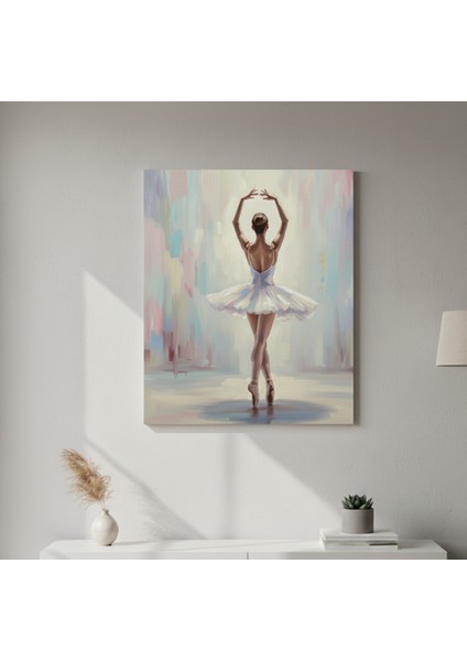 Yağlı Boya Efektli Tablo, Balerin Sanatsal Kanvas Tablo - Modern Romantik Pastel Tablo