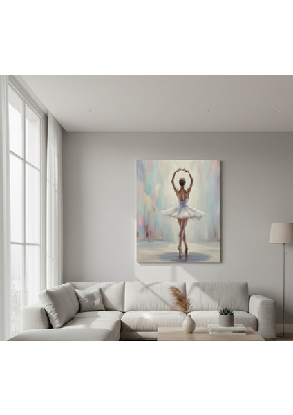 Yağlı Boya Efektli Tablo, Balerin Sanatsal Kanvas Tablo - Modern Romantik Pastel Tablo modelleri