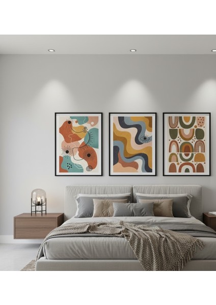 3'lü Soyut Çerçeveli Tablo Seti,pastel Renklerde Tablo Seti, Üçlü Boho Minimalist Tablo Takımı fiyatları