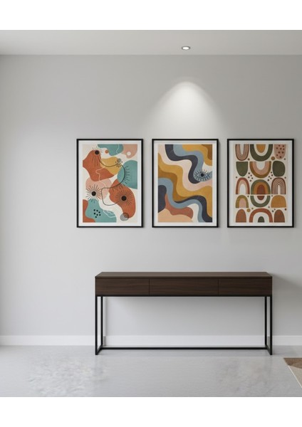3'lü Soyut Çerçeveli Tablo Seti,pastel Renklerde Tablo Seti, Üçlü Boho Minimalist Tablo Takımı modelleri
