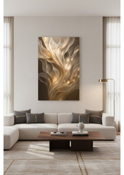 Lüks Soyut Altın Işık Hüzmeleri Kanvas Tablo | Modern Salon Duvar Dekoru fiyatları