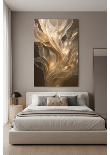 Lüks Soyut Altın Işık Hüzmeleri Kanvas Tablo | Modern Salon Duvar Dekoru modelleri