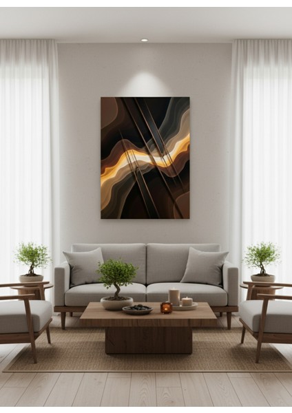 Modern Soyut Dalga Desenli Kanvas Tablo | Minimalist Yaşam Alanları Için Sanatsal Duvar Dekoru fiyatları