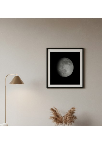 Büyüleyici Gece Gökyüzü Çerçeveli Tablo , Dolunay Manzarası Dekoratif Tablo Siyah Beyaz Tablo modelleri