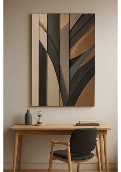 Modern Soyut Tasarım Kanvas Tablo - Kahve Tonları Duvar Dekoru