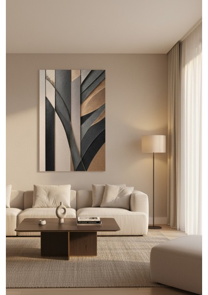 Modern Soyut Tasarım Kanvas Tablo - Kahve Tonları Duvar Dekoru fiyatları