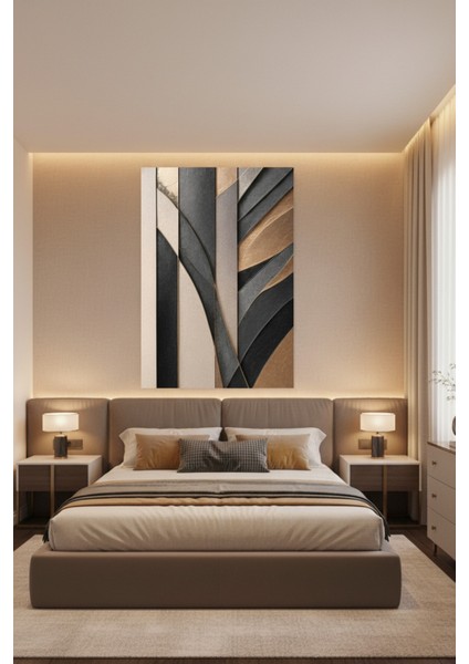 Modern Soyut Tasarım Kanvas Tablo - Kahve Tonları Duvar Dekoru modelleri