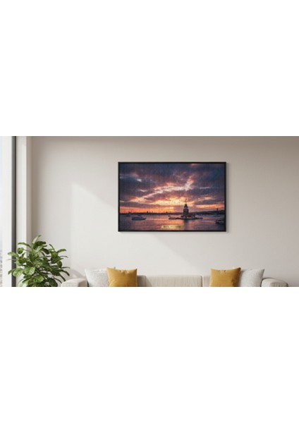 Istanbul Manzaralı Çerçeveli Puzzle Tablo (500 Parça): Gün Batımında Kız Kulesi ve Şehir Silüeti, modelleri