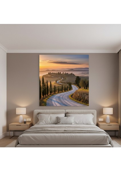 Gün Batımı Manzarası Kanvas Tablo | Italyan Tarzı Ev Dekorasyonu Için Toskana Kırsalı Manzara Tablo fiyatları