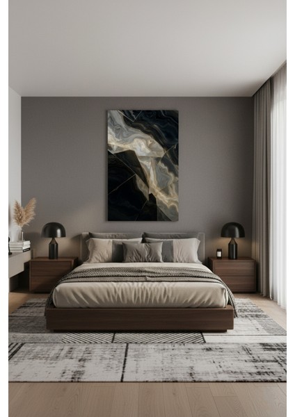 Lüks Siyah ve Altın Soyut Duvar Sanatı Kanvas Tablo | Modern Ev Dekorasyonu modelleri