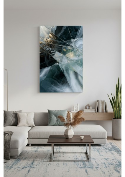 Buz Dokusu Soyut Kanvas Tablo | Modern Duvar Dekoru