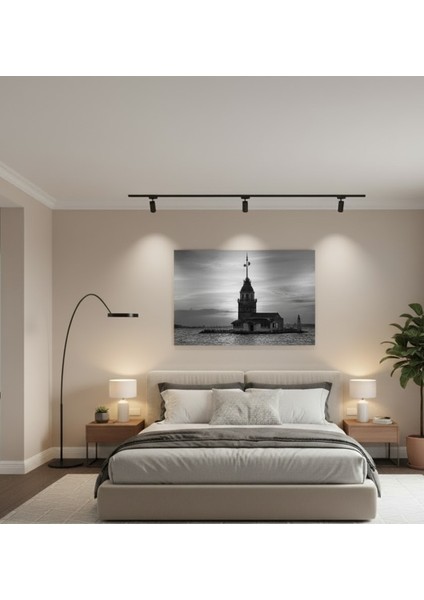 Siyah Beyaz Kız Kulesi Kanvas Tablo, Istanbul Manzarası Tablo, Özel Siyah Beyaz Istanbul Tablosu fırsatları