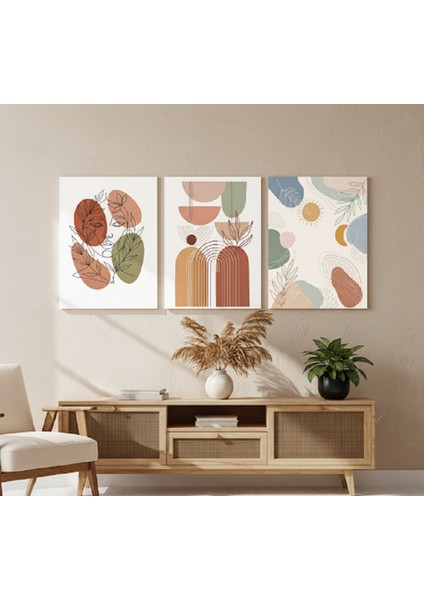 Salon 3'lü Boho Soyut Duvar Tablosu,yatak Odası ve Ofis Için Kanvas Tablo Set,3'lü Soyut Bohem Set fiyatları