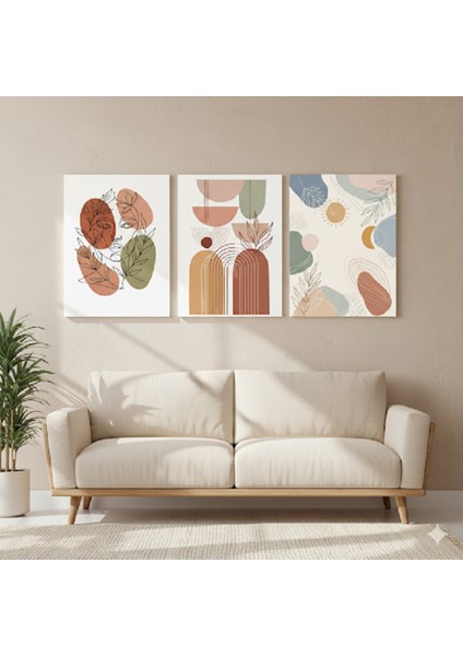 Salon 3'lü Boho Soyut Duvar Tablosu,yatak Odası ve Ofis Için Kanvas Tablo Set,3'lü Soyut Bohem Set modelleri