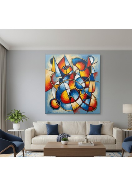 Soyut Sanat Kanvas Tablo | Modern Geometrik Şekiller Baskılı Duvar Dekoru | Renkli Soyut Tablo