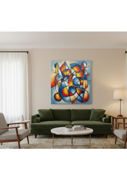 Soyut Sanat Kanvas Tablo | Modern Geometrik Şekiller Baskılı Duvar Dekoru | Renkli Soyut Tablo modelleri