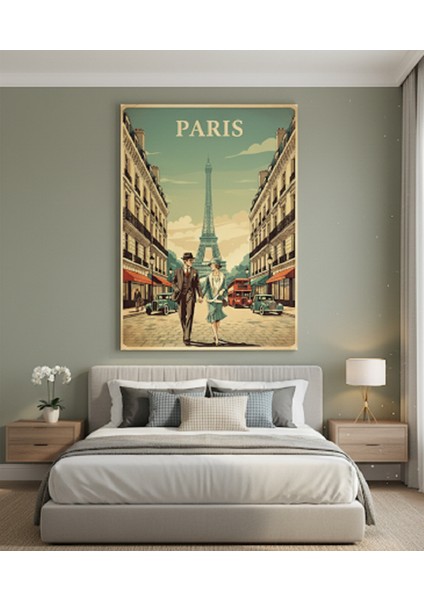 Vintage Paris Posteri Kanvas Tablo,nostaljik Eyfel Kulesi,romantik Çift Baskılı Retro Seyahat Tablo modelleri